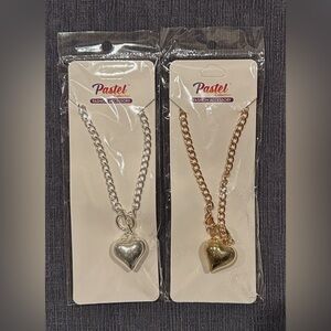 Silver and Gold Heart Necklaces